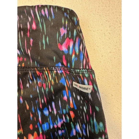 Danskin Now Capri Leggings Women L Black Multi Color Fitted Yoga Pants - Picture 9 of 11